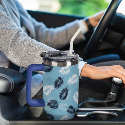 Leakproof Car Cup Vacuum Sealed With Lid For Office Crystal Clear Blue Water Ripple Print Drinkware Light Rose Red-style-5 - Colors B