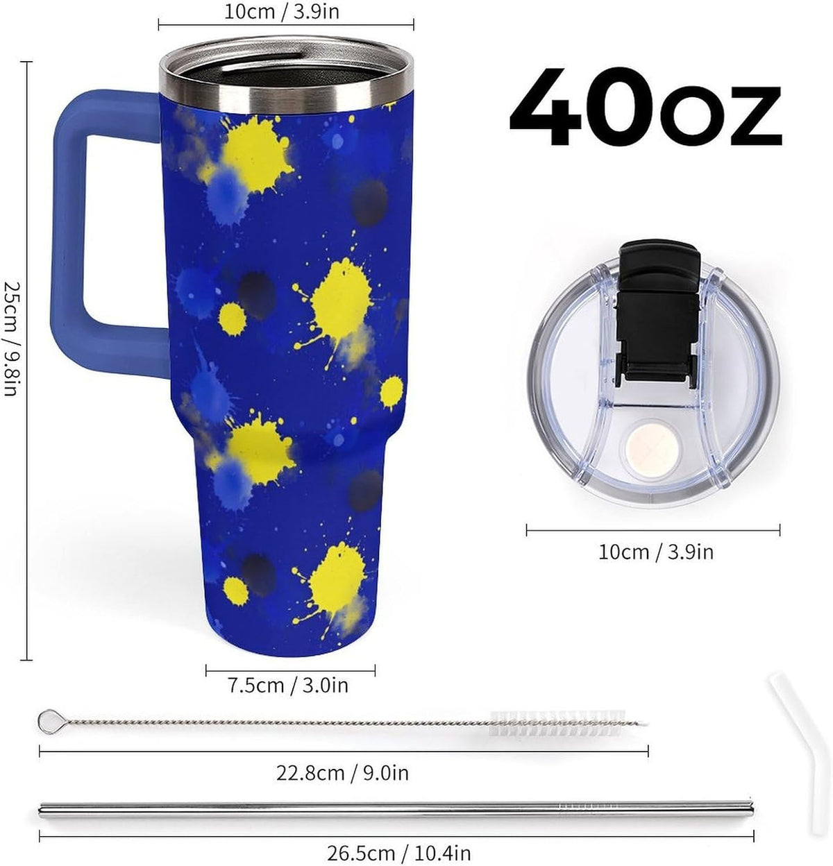 Leakproof Car Cup Vacuum Sealed With Lid For Office Crystal Clear Blue Water Ripple Print Drinkware Light Rose Red-style-5 - Colors B