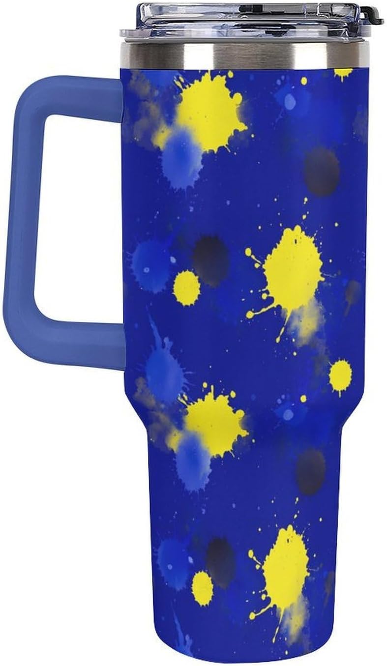 Leakproof Car Cup Vacuum Sealed With Lid For Office Crystal Clear Blue Water Ripple Print Drinkware Light Rose Red-style-5 - Colors B