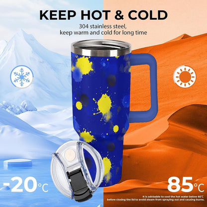 Leakproof Car Cup Vacuum Sealed With Lid For Office Crystal Clear Blue Water Ripple Print Drinkware Light Rose Red-style-5 - Colors B