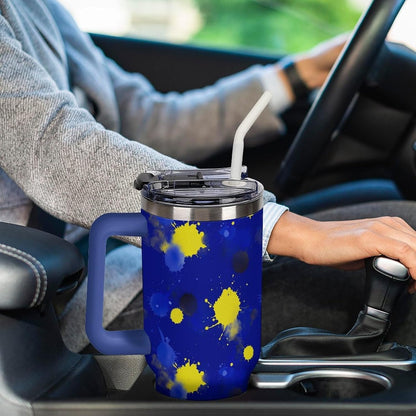 Leakproof Car Cup Vacuum Sealed With Lid For Office Crystal Clear Blue Water Ripple Print Drinkware Light Rose Red-style-5 - Colors B