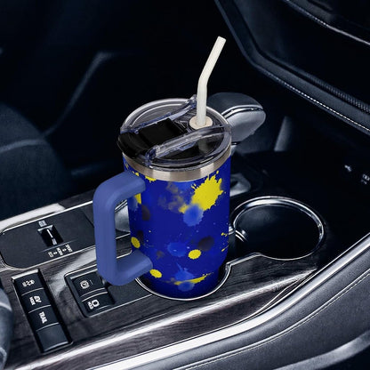 Leakproof Car Cup Vacuum Sealed With Lid For Office Crystal Clear Blue Water Ripple Print Drinkware Light Rose Red-style-5 - Colors B