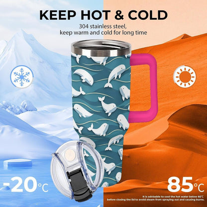 Leakproof Car Cup Vacuum Sealed With Lid For Office Crystal Clear Blue Water Ripple Print Drinkware Light Rose Red-style-5 - Colors B