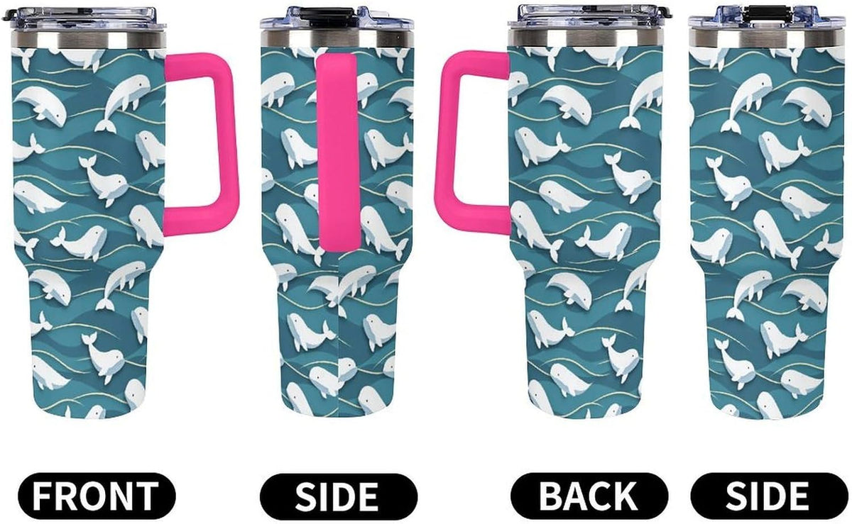 Leakproof Car Cup Vacuum Sealed With Lid For Office Crystal Clear Blue Water Ripple Print Drinkware Light Rose Red-style-5 - Colors B