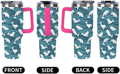 Leakproof Car Cup Vacuum Sealed With Lid For Office Crystal Clear Blue Water Ripple Print Drinkware Light Rose Red-style-5 - Colors B