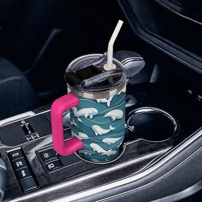 Leakproof Car Cup Vacuum Sealed With Lid For Office Crystal Clear Blue Water Ripple Print Drinkware Light Rose Red-style-5 - Colors B