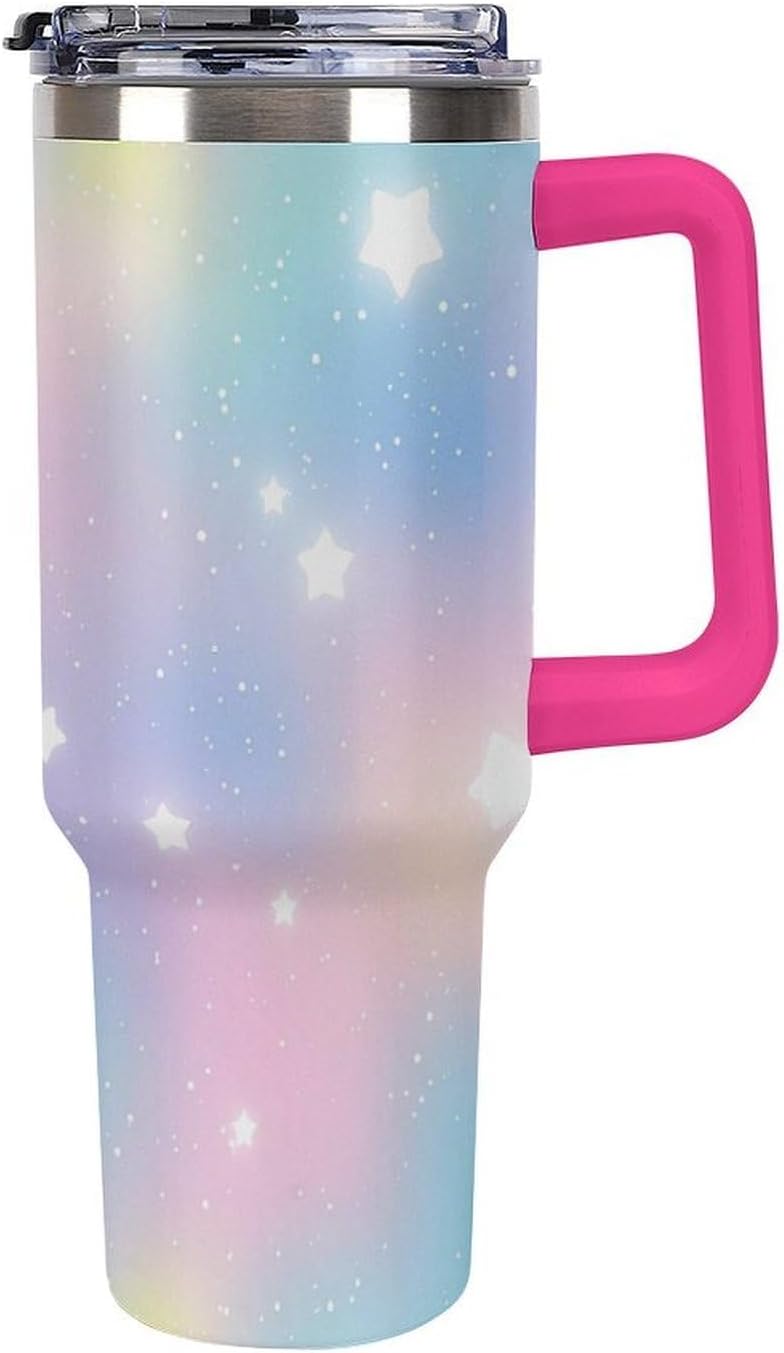 Leakproof Car Cup Vacuum Sealed With Lid For Office Crystal Clear Blue Water Ripple Print Drinkware Light Rose Red-style-5 - Colors B