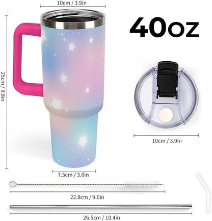 Leakproof Car Cup Vacuum Sealed With Lid For Office Crystal Clear Blue Water Ripple Print Drinkware Light Rose Red-style-5 - Colors B
