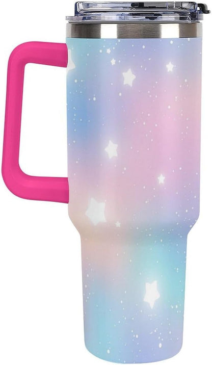 Leakproof Car Cup Vacuum Sealed With Lid For Office Crystal Clear Blue Water Ripple Print Drinkware Light Rose Red-style-5 - Colors B