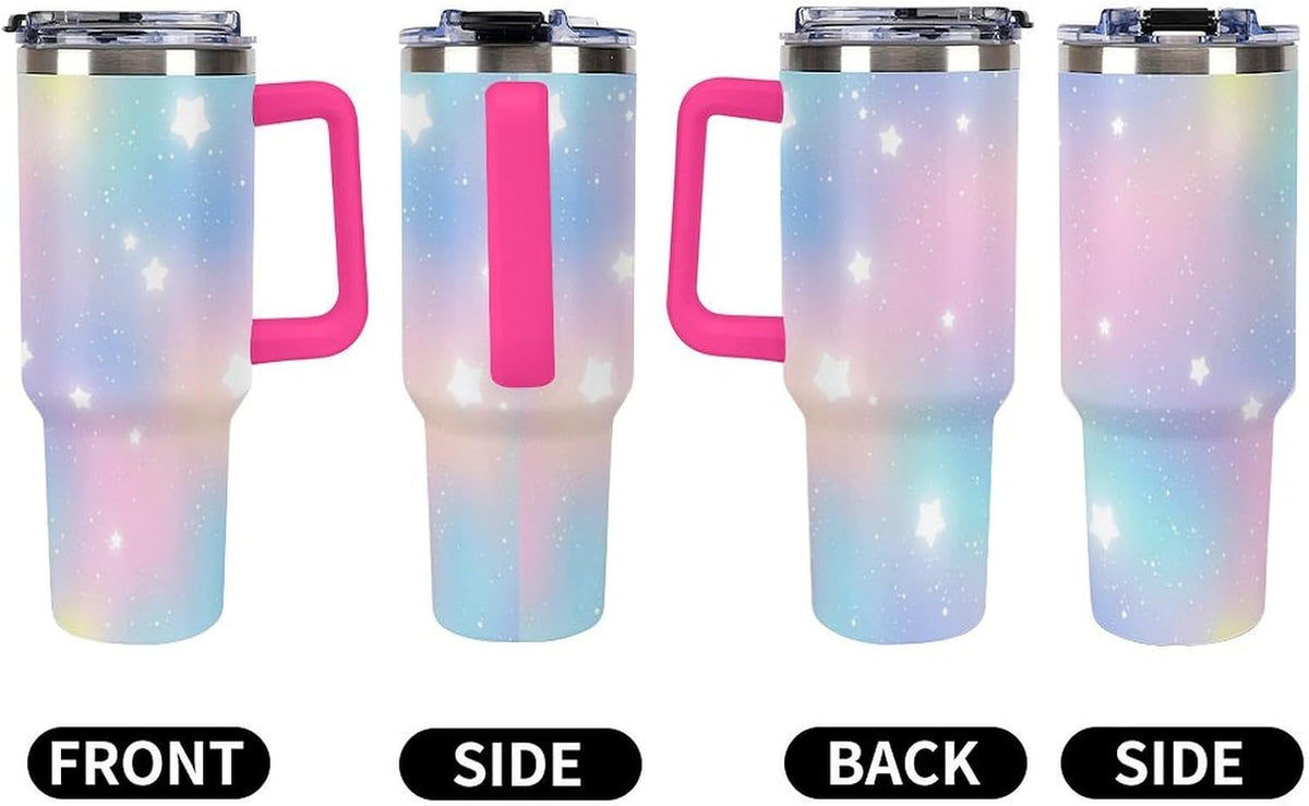 Leakproof Car Cup Vacuum Sealed With Lid For Office Crystal Clear Blue Water Ripple Print Drinkware Light Rose Red-style-5 - Colors B