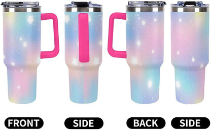 Leakproof Car Cup Vacuum Sealed With Lid For Office Crystal Clear Blue Water Ripple Print Drinkware Light Rose Red-style-5 - Colors B
