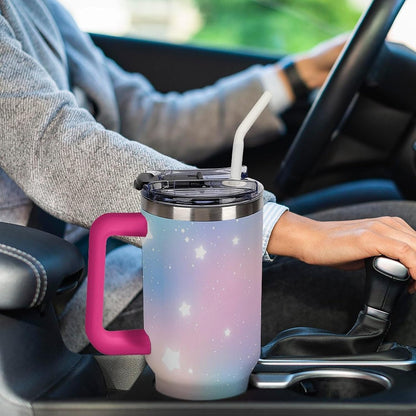Leakproof Car Cup Vacuum Sealed With Lid For Office Crystal Clear Blue Water Ripple Print Drinkware Light Rose Red-style-5 - Colors B