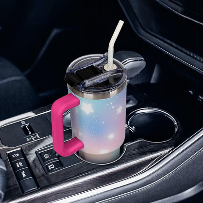 Leakproof Car Cup Vacuum Sealed With Lid For Office Crystal Clear Blue Water Ripple Print Drinkware Light Rose Red-style-5 - Colors B