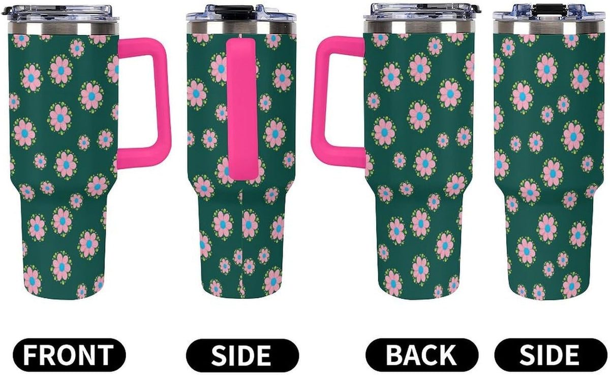 Leakproof Car Cup Vacuum Sealed With Lid For Office Crystal Clear Blue Water Ripple Print Drinkware Light Rose Red-style-5 - Colors B