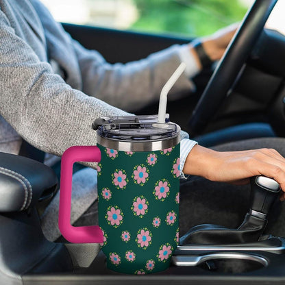 Leakproof Car Cup Vacuum Sealed With Lid For Office Crystal Clear Blue Water Ripple Print Drinkware Light Rose Red-style-5 - Colors B