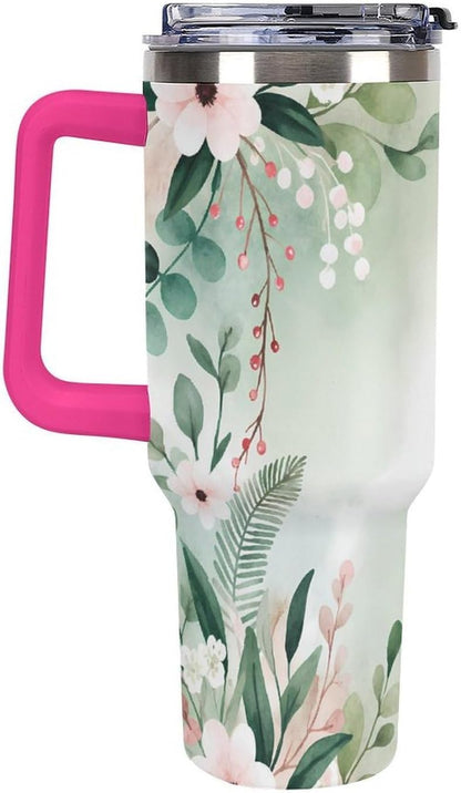 Leakproof Car Cup Vacuum Sealed With Lid For Office Crystal Clear Blue Water Ripple Print Drinkware Light Rose Red-style-5 - Colors B