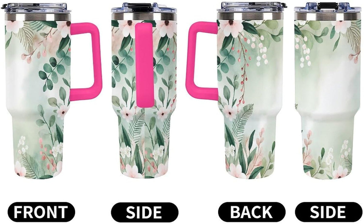 Leakproof Car Cup Vacuum Sealed With Lid For Office Crystal Clear Blue Water Ripple Print Drinkware Light Rose Red-style-5 - Colors B