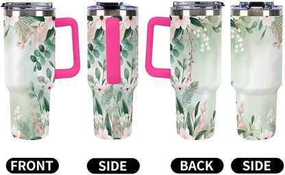 Leakproof Car Cup Vacuum Sealed With Lid For Office Crystal Clear Blue Water Ripple Print Drinkware Light Rose Red-style-5 - Colors B