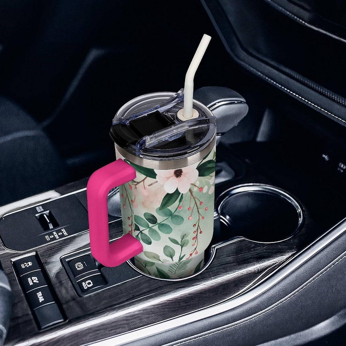 Leakproof Car Cup Vacuum Sealed With Lid For Office Crystal Clear Blue Water Ripple Print Drinkware Light Rose Red-style-5 - Colors B