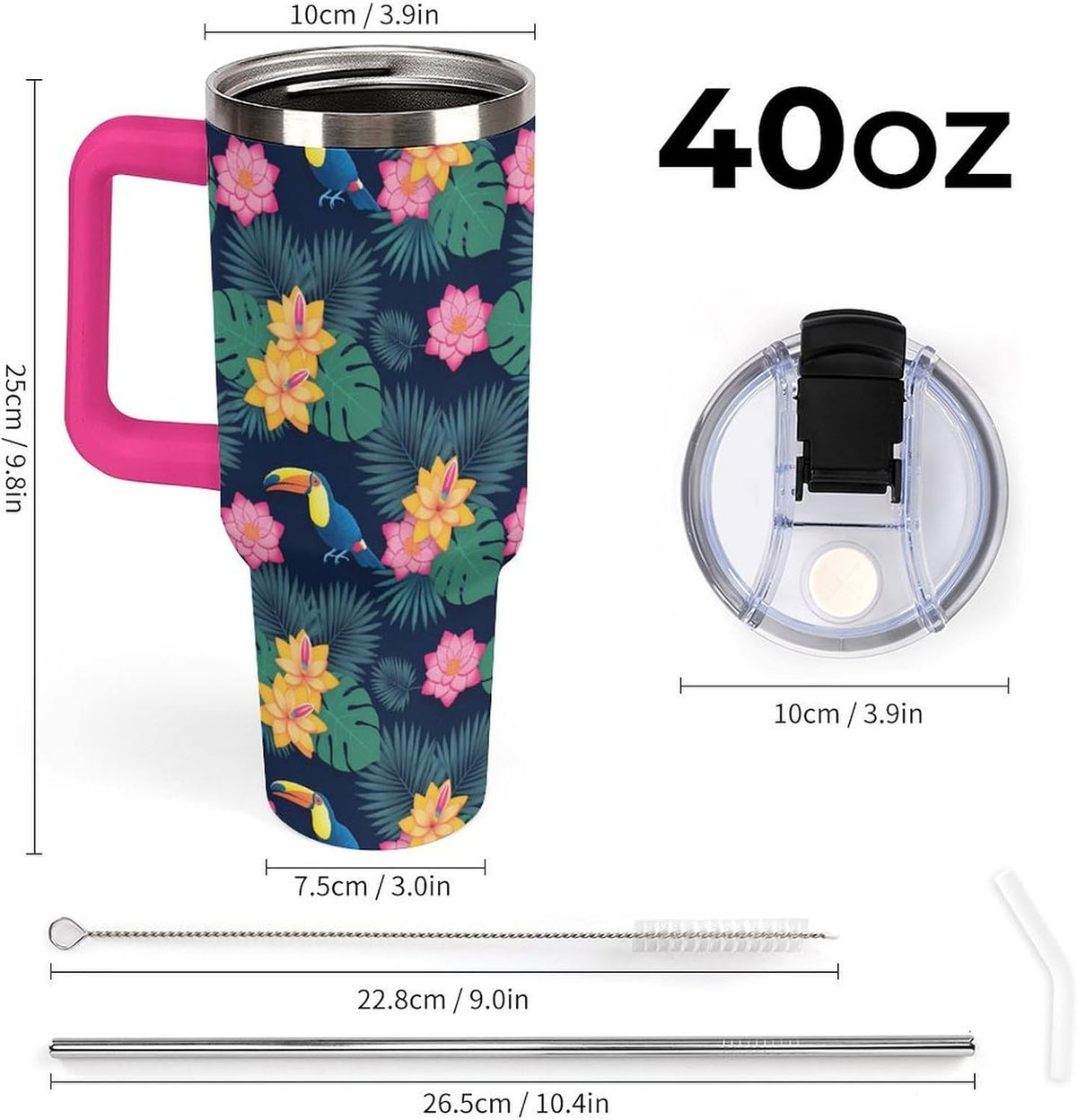 Leakproof Car Cup Vacuum Sealed With Lid For Office Crystal Clear Blue Water Ripple Print Drinkware Light Rose Red-style-5 - Colors B
