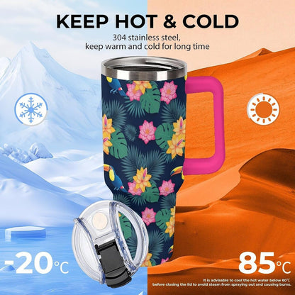 Leakproof Car Cup Vacuum Sealed With Lid For Office Crystal Clear Blue Water Ripple Print Drinkware Light Rose Red-style-5 - Colors B