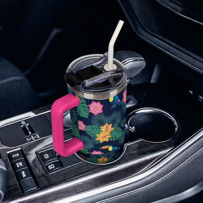 Leakproof Car Cup Vacuum Sealed With Lid For Office Crystal Clear Blue Water Ripple Print Drinkware Light Rose Red-style-5 - Colors B