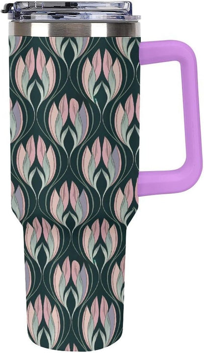 Leakproof Car Cup Vacuum Sealed With Lid For Office Crystal Clear Blue Water Ripple Print Drinkware Light Rose Red-style-5 - Colors B