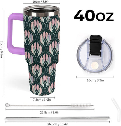 Leakproof Car Cup Vacuum Sealed With Lid For Office Crystal Clear Blue Water Ripple Print Drinkware Light Rose Red-style-5 - Colors B