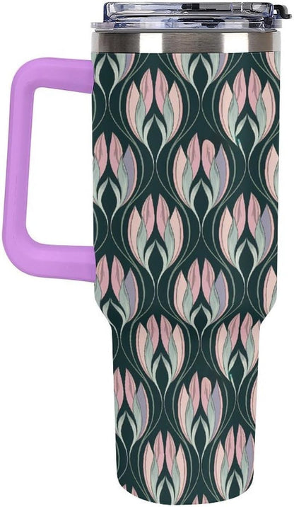 Leakproof Car Cup Vacuum Sealed With Lid For Office Crystal Clear Blue Water Ripple Print Drinkware Light Rose Red-style-5 - Colors B