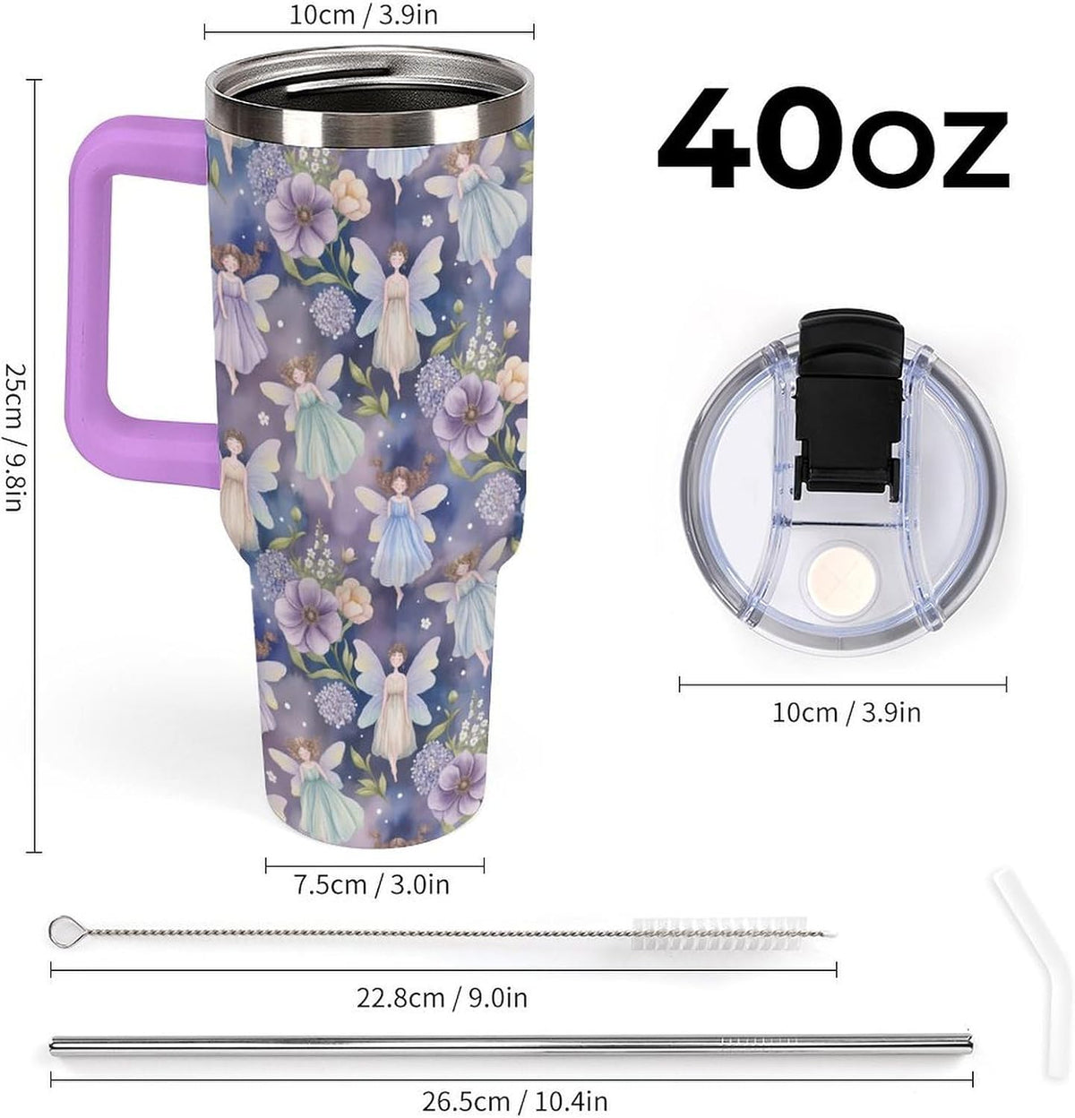 Leakproof Car Cup Vacuum Sealed With Lid For Office Crystal Clear Blue Water Ripple Print Drinkware Light Rose Red-style-5 - Colors B