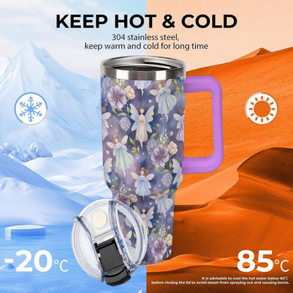 Leakproof Car Cup Vacuum Sealed With Lid For Office Crystal Clear Blue Water Ripple Print Drinkware Light Rose Red-style-5 - Colors B