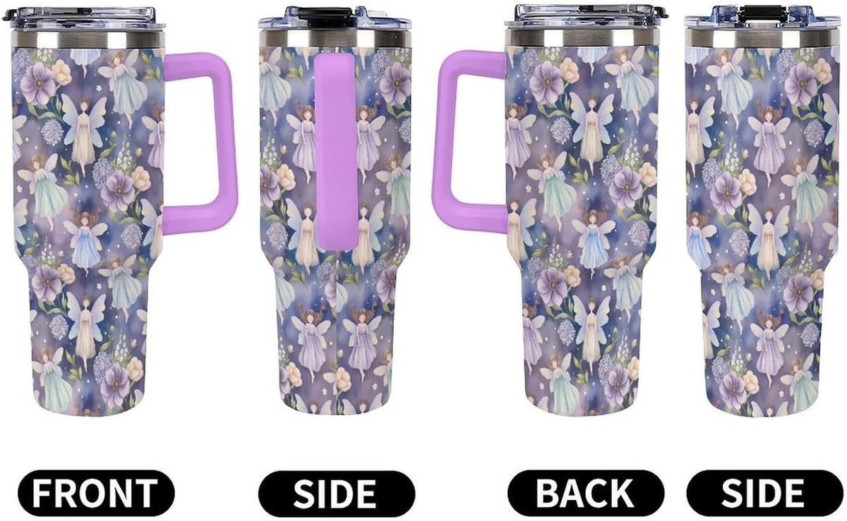 Leakproof Car Cup Vacuum Sealed With Lid For Office Crystal Clear Blue Water Ripple Print Drinkware Light Rose Red-style-5 - Colors B