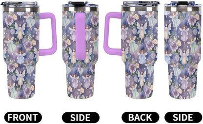 Leakproof Car Cup Vacuum Sealed With Lid For Office Crystal Clear Blue Water Ripple Print Drinkware Light Rose Red-style-5 - Colors B
