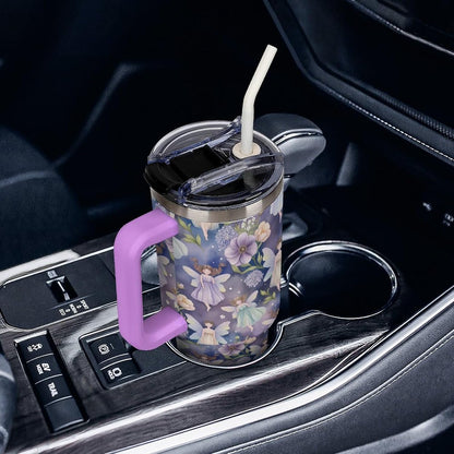 Leakproof Car Cup Vacuum Sealed With Lid For Office Crystal Clear Blue Water Ripple Print Drinkware Light Rose Red-style-5 - Colors B