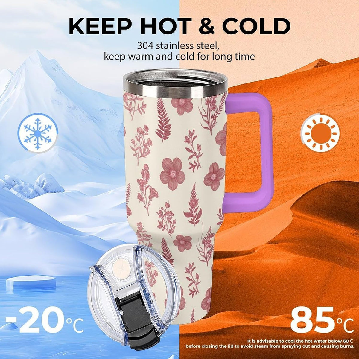 Leakproof Car Cup Vacuum Sealed With Lid For Office Crystal Clear Blue Water Ripple Print Drinkware Light Rose Red-style-5 - Colors B