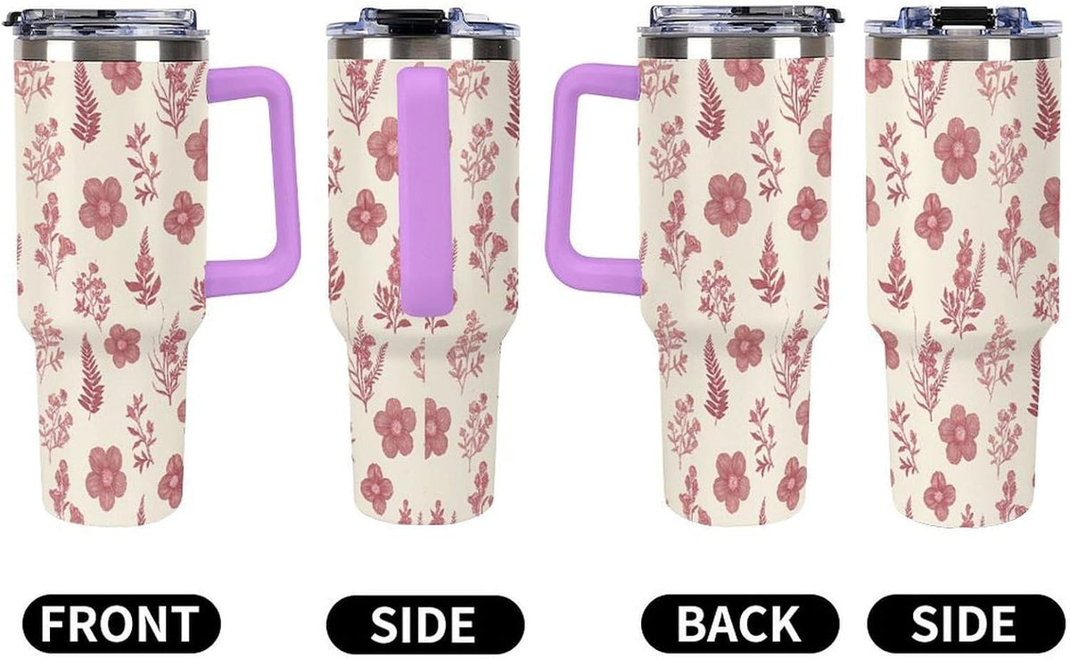 Leakproof Car Cup Vacuum Sealed With Lid For Office Crystal Clear Blue Water Ripple Print Drinkware Light Rose Red-style-5 - Colors B