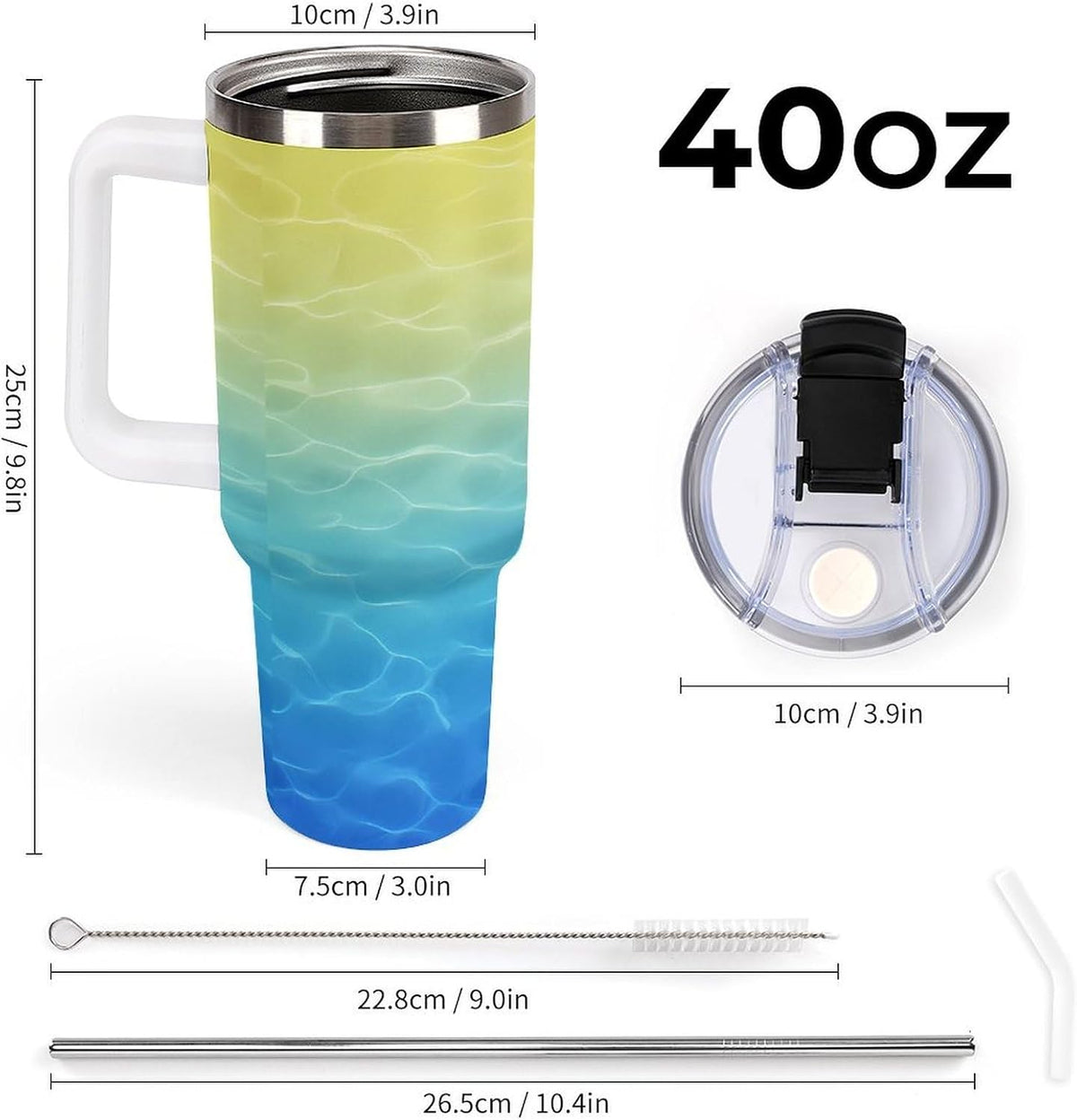 Leakproof Car Cup Vacuum Sealed With Lid For Office Crystal Clear Blue Water Ripple Print Drinkware Light Rose Red-style-5 - Colors B