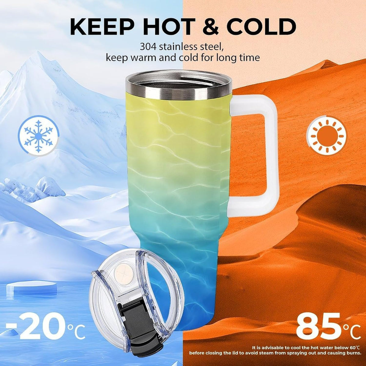 Leakproof Car Cup Vacuum Sealed With Lid For Office Crystal Clear Blue Water Ripple Print Drinkware Light Rose Red-style-5 - Colors B