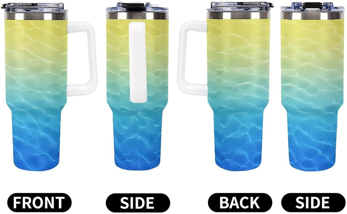 Leakproof Car Cup Vacuum Sealed With Lid For Office Crystal Clear Blue Water Ripple Print Drinkware Light Rose Red-style-5 - Colors B