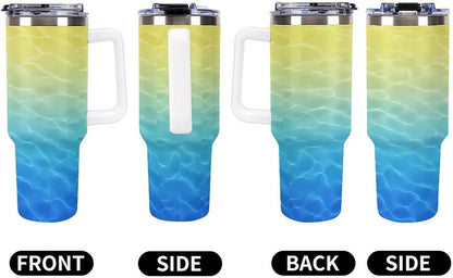 Leakproof Car Cup Vacuum Sealed With Lid For Office Crystal Clear Blue Water Ripple Print Drinkware Light Rose Red-style-5 - Colors B