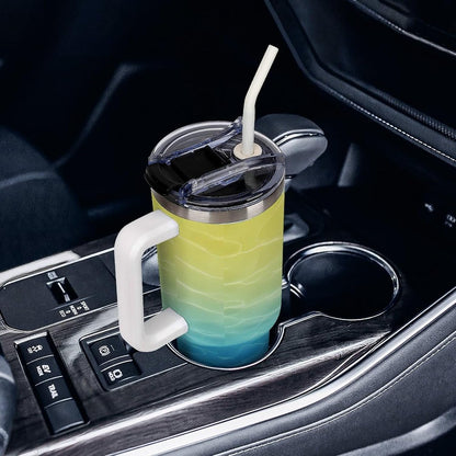 Leakproof Car Cup Vacuum Sealed With Lid For Office Crystal Clear Blue Water Ripple Print Drinkware Light Rose Red-style-5 - Colors B