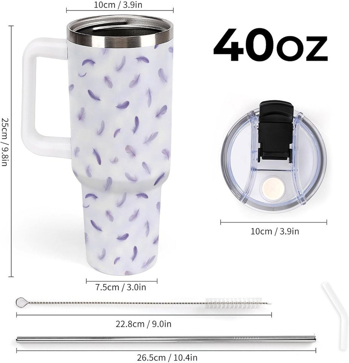 Leakproof Car Cup Vacuum Sealed With Lid For Office Crystal Clear Blue Water Ripple Print Drinkware Light Rose Red-style-5 - Colors B