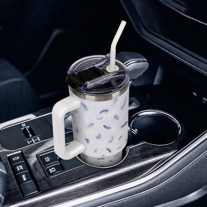 Leakproof Car Cup Vacuum Sealed With Lid For Office Crystal Clear Blue Water Ripple Print Drinkware Light Rose Red-style-5 - Colors B