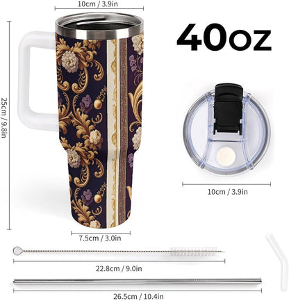 Leakproof Car Cup Vacuum Sealed With Lid For Office Crystal Clear Blue Water Ripple Print Drinkware Light Rose Red-style-5 - Colors B