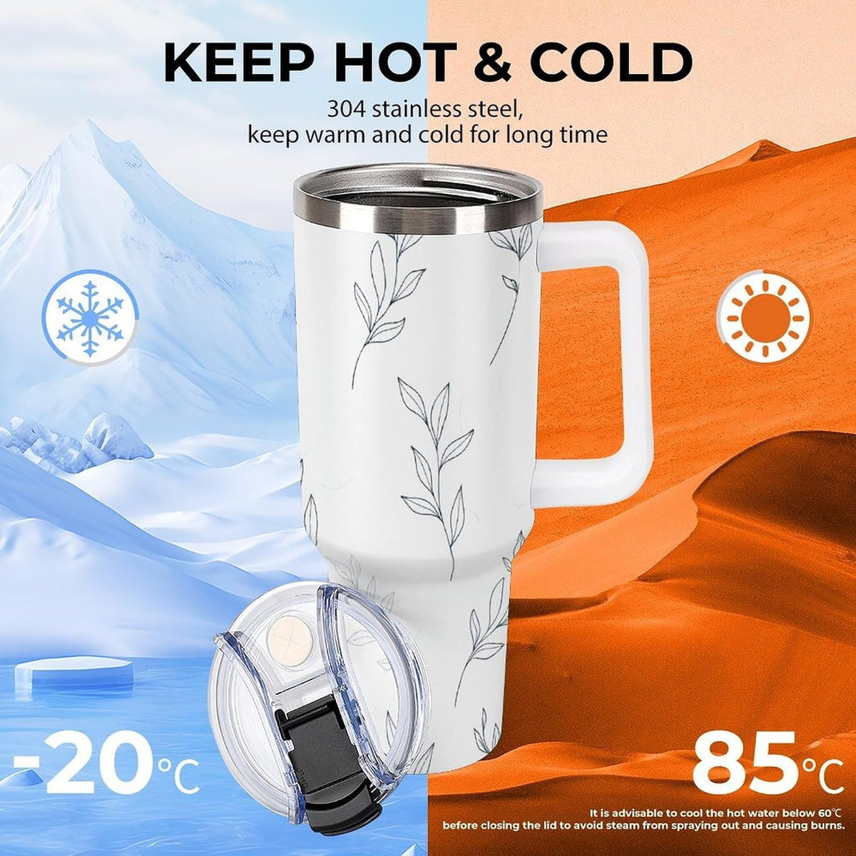 Leakproof Car Cup Vacuum Sealed With Lid For Office Crystal Clear Blue Water Ripple Print Drinkware Light Rose Red-style-5 - Colors B