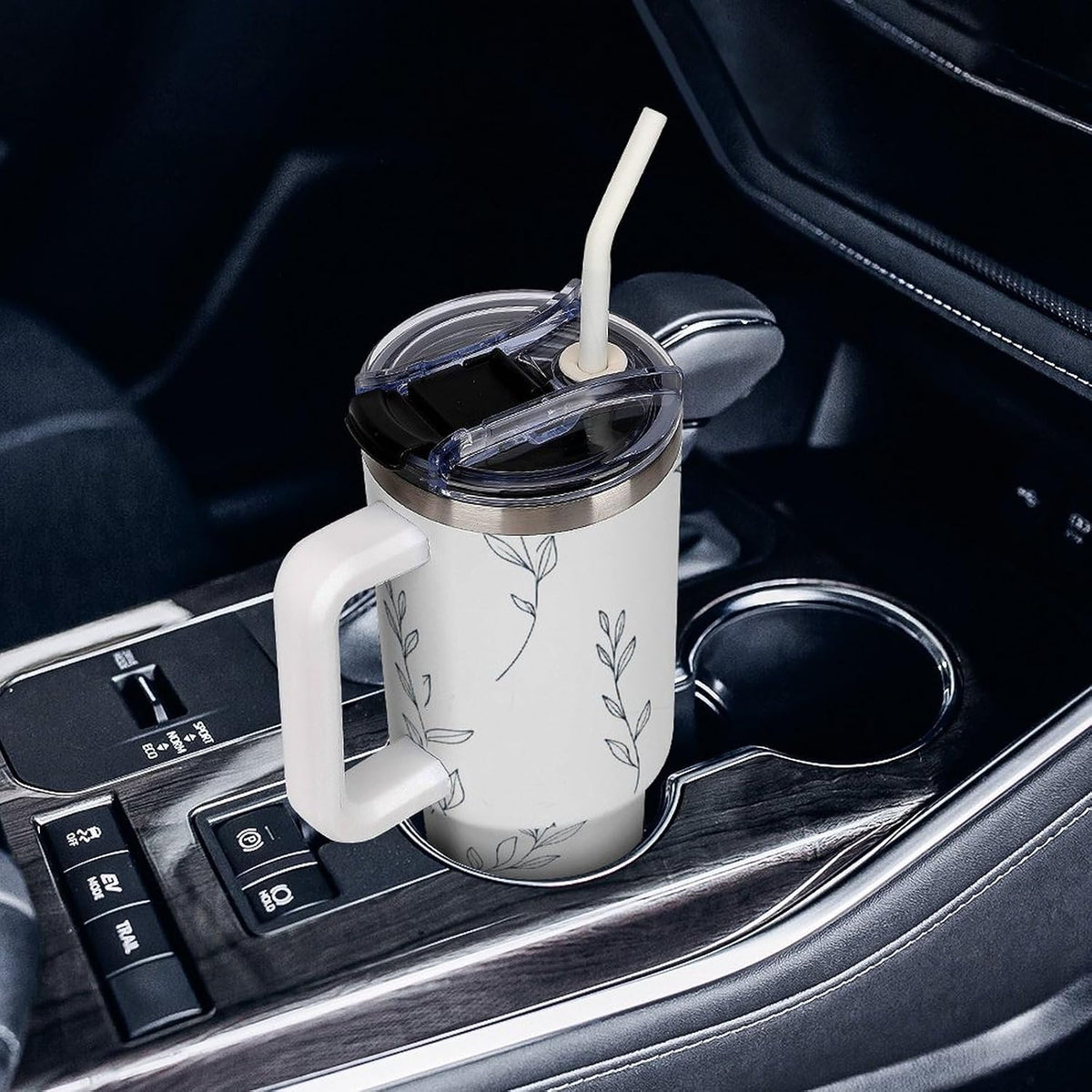 Leakproof Car Cup Vacuum Sealed With Lid For Office Crystal Clear Blue Water Ripple Print Drinkware Light Rose Red-style-5 - Colors B