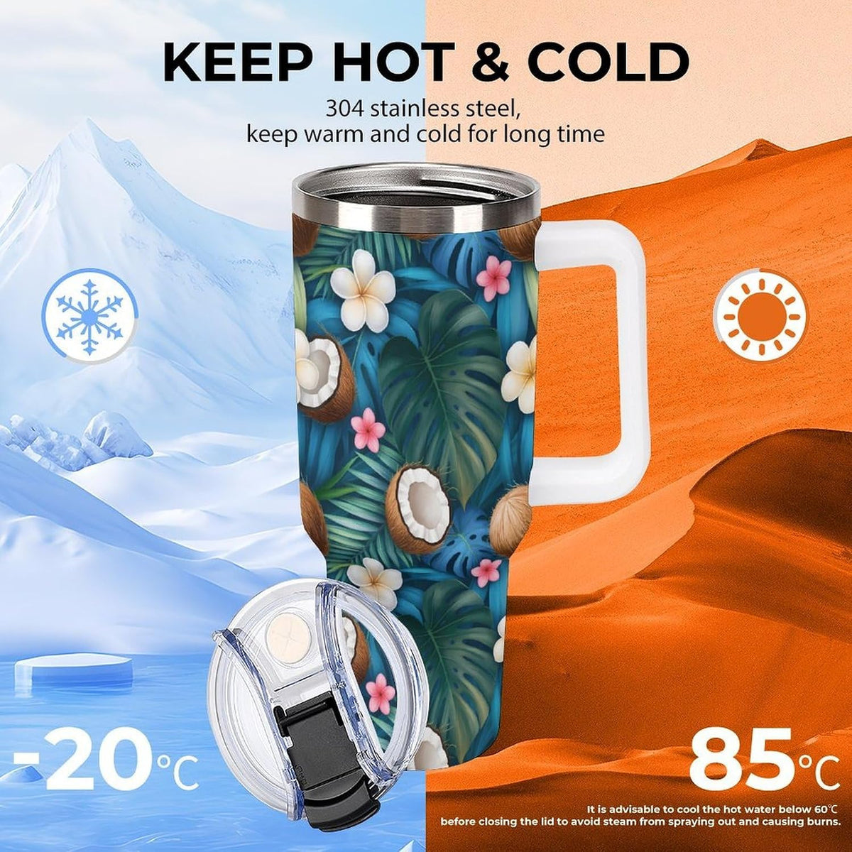 Leakproof Car Cup Vacuum Sealed With Lid For Office Crystal Clear Blue Water Ripple Print Drinkware Light Rose Red-style-5 - Colors B