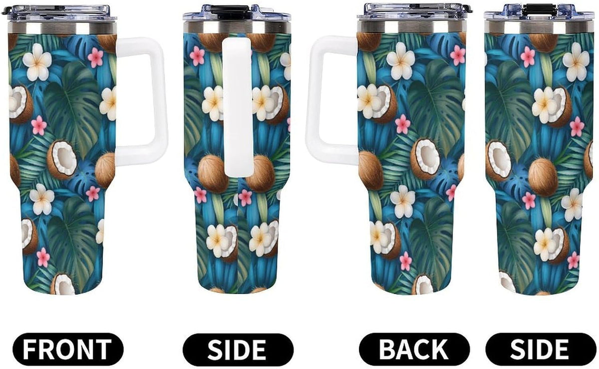Leakproof Car Cup Vacuum Sealed With Lid For Office Crystal Clear Blue Water Ripple Print Drinkware Light Rose Red-style-5 - Colors B
