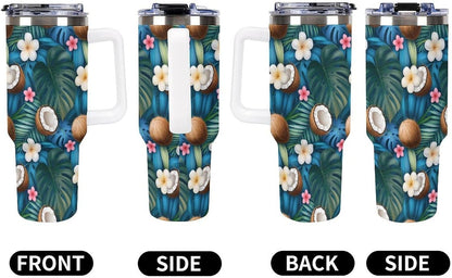 Leakproof Car Cup Vacuum Sealed With Lid For Office Crystal Clear Blue Water Ripple Print Drinkware Light Rose Red-style-5 - Colors B