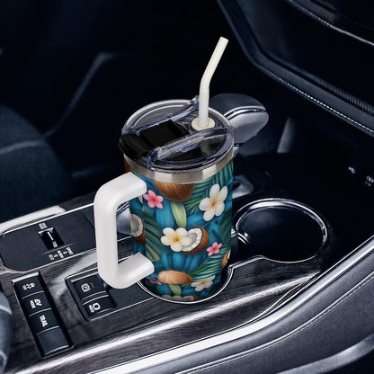 Leakproof Car Cup Vacuum Sealed With Lid For Office Crystal Clear Blue Water Ripple Print Drinkware Light Rose Red-style-5 - Colors B